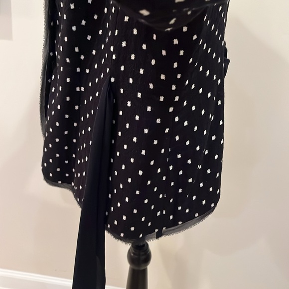 Escada Navy White Square Dotted Blazer Silk Chiffon Sash Size 46 US 12 Evening - Picture 14 of 15